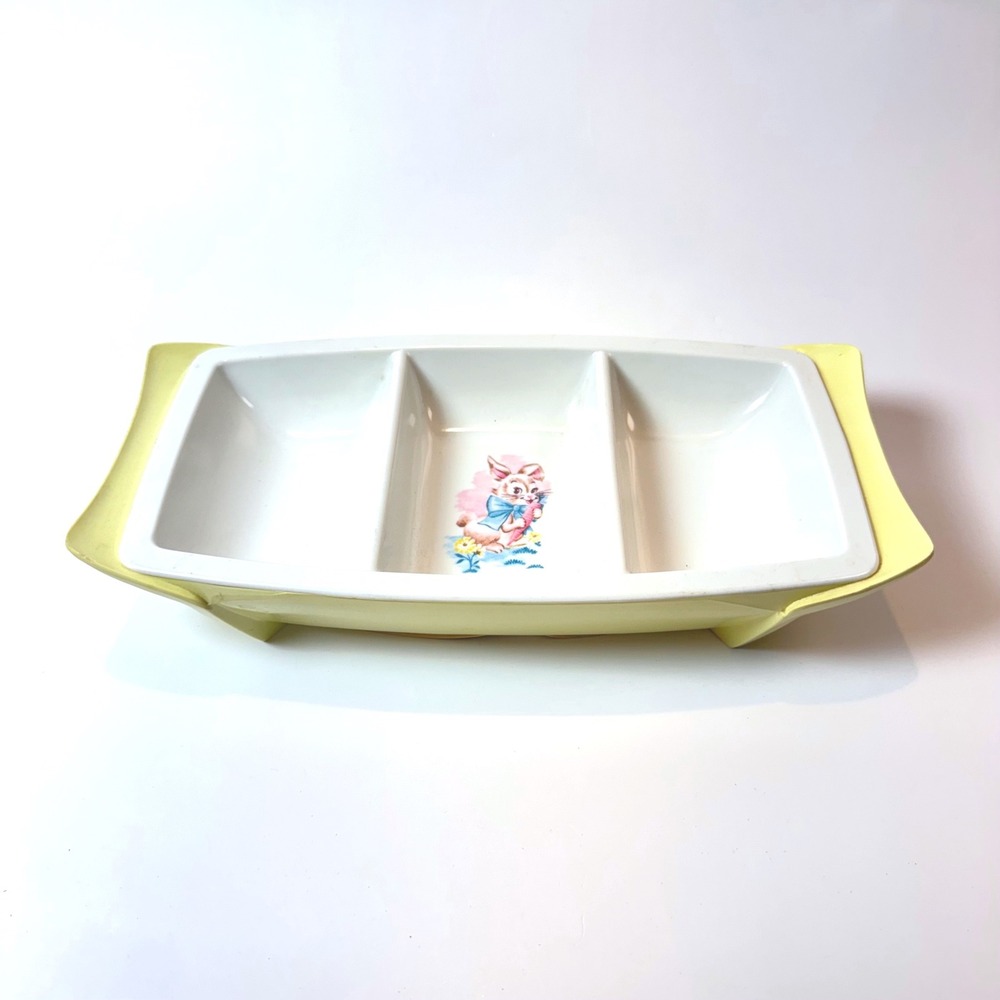 Vintage GE General Electric Heat N Serve Baby Dish BA2D2 D-2 Bunny Tested Works